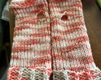 Hand Knitted Fingerless Gloves, Custom Color Arm Warmers