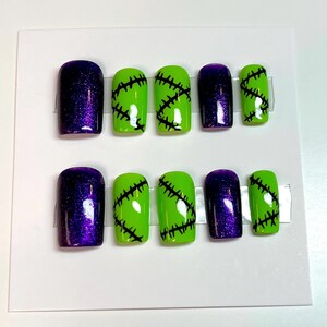 Frankenstein Halloween Press on Nails