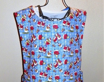 Kitchen Cobbler Lined Apron For Women With Pockets - Snowman on Holiday - Handmade for Cooking - Cleaning - Craft Activities