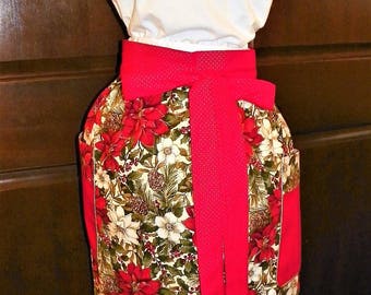 Beautiful 28 inch Extra Long Waist Apron Woodland Christmas Handmade for Cooking Cleaning Craft Activities Clothes Protector Nanasaprons