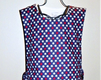 Kitchen Cobbler Lined Apron Smock Patriotic Stars Handmade for Kitchen Cooking Craft Activities Excellent Clothing Protector