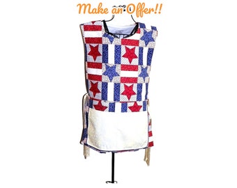 Awesome Kitchen Cobbler Lined Apron Smock Patchwork Stars and Stripes Handmade Kitchen Cooking Craft Activities Excellent Clothing Protector