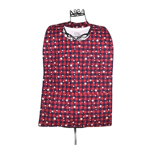 Stars on Plaid Cotton With Pocket Adult Bib Clothing Protector