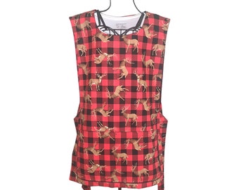 Popular Kitchen Cobbler Lined Apron Smock Deer Buffalo Plaid. Handmade Kitchen Cooking Craft Activities Excellent Clothes Protecto