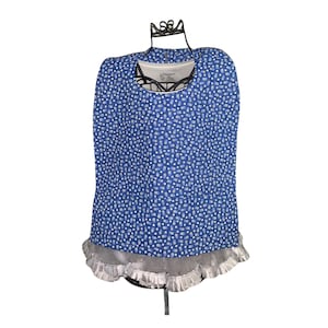 Beautiful Small White Flowers Lined Adult Seniors Bib with Pocket Clothing Protector