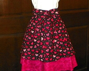 Waist Apron Love Hearts Double Skirt Red Packed Hearts