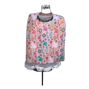Multi Colored Peacocks Cotton With Pocket Adult Bib Clothing Protector