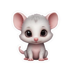 Lindas pegatinas troqueladas de zarigüeya, adorable decoración de animales para computadoras portátiles, botellas de agua, diarios, fiestas infantiles y regalos