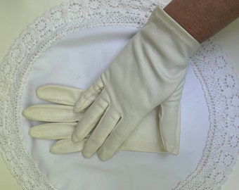 Vintage White Gloves - Nylon Gloves - Wrist Length Made in USA