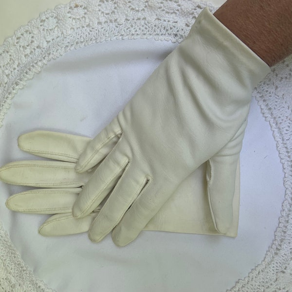 Vintage White Gloves - Nylon Gloves - Wrist Length Made in USA