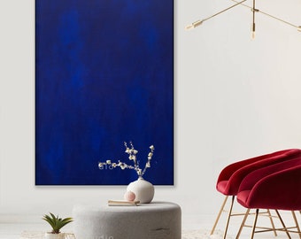 Blue color field painting dark blue art on canvas Blue paintings original acrylic painting on canvas Modern art ElenasArtStudio