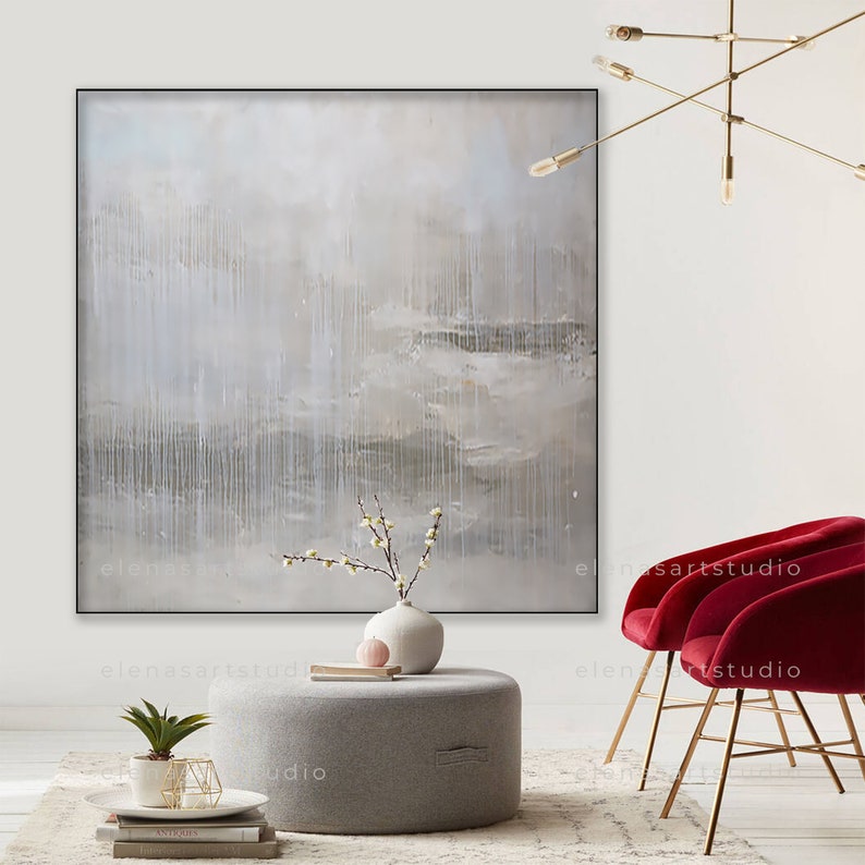 Gray cream abstract painting abstract art on canvas painting Etsy