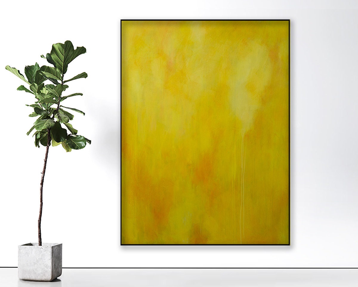 Large yellow painting Large yellow abstract art Original art