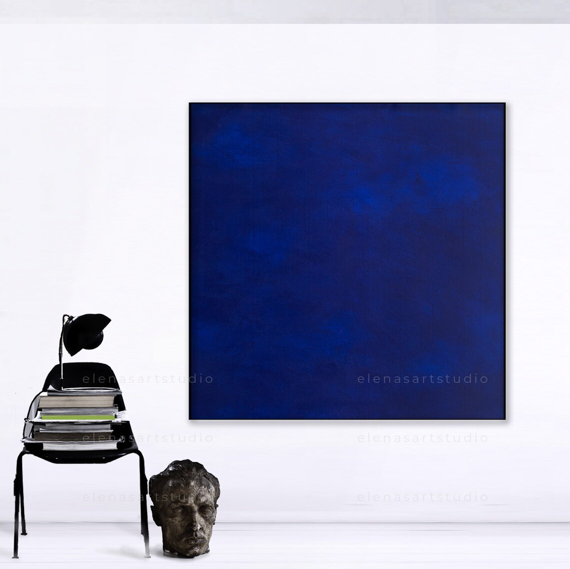 Blue Color Field Painting Dark Blue Art on Canvas Blue Etsy