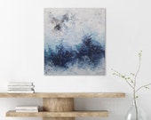 Seascape painting, palette knife art, Ocean waves sea, blue white, Modern art, Apartment decor, coastal, cottagecore