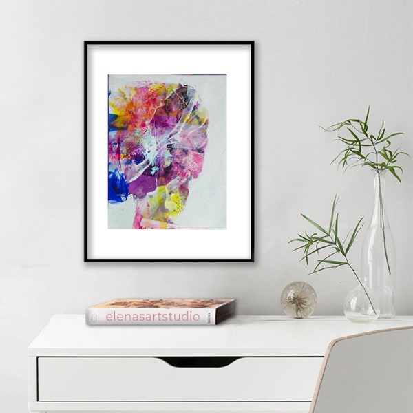 Small Abstract art on paper, Woman's portrait, Minimalist art, Modern decor for your house or office