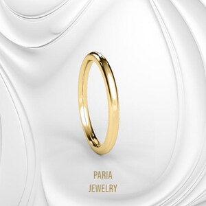 2mm Gold Domed  Wedding Ring – Ultra Thin Comfort Fit Band, Scratch Resistant, Polished Finish, Minimalist Design for Men & Women