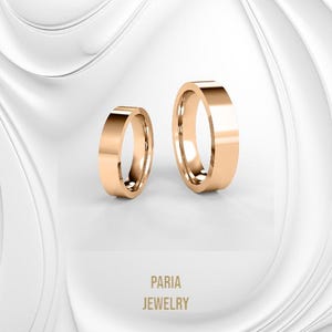 5mm Gold Minimalist Wedding Band Set – His and Hers Classic Comfort Fit Rings