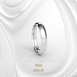 4mm Gold Domed Wedding Ring – Classic Comfort Fit, Polished Finish, Unisex Durable Band