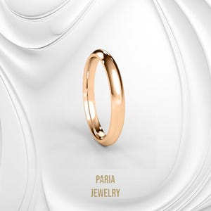 3mm Gold Domed Wedding Ring – Slim Comfort Fit Wedding Band, Polished Finish, Scratch Resistant Promise Ring for Women & Men