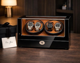 Wood Watch Winder Box – Automatic, 4-Watch Display Case