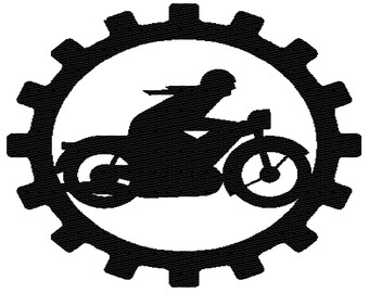Motorcycle mechanic embroidery design