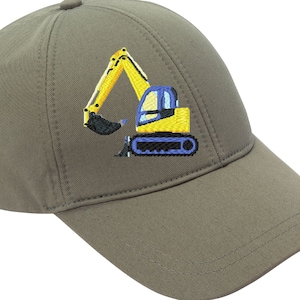 Miniature construction excavator embroidery design for hat