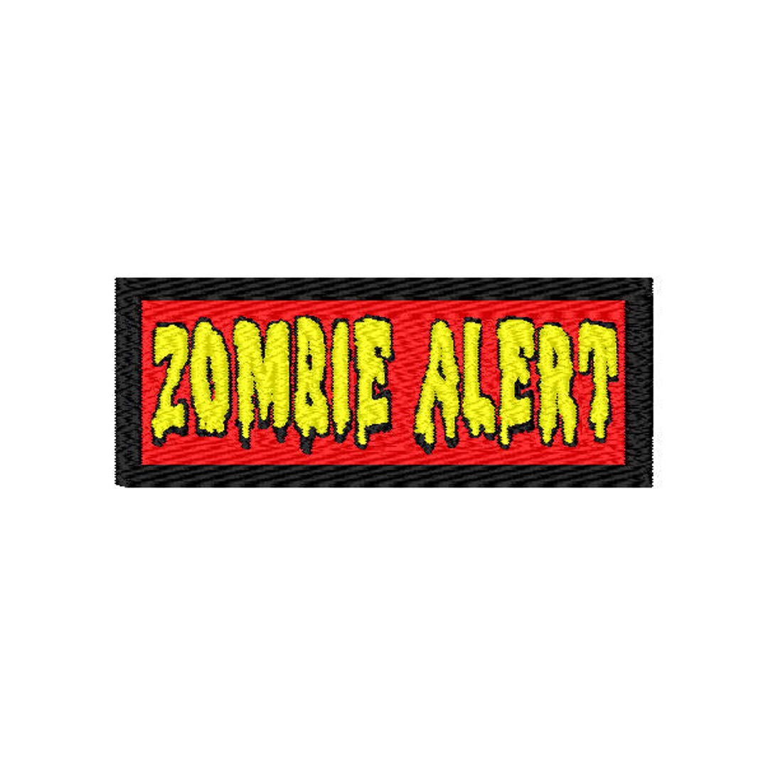 Zombie Alert Digital Embroidery Design, Zombie Alert Digitized