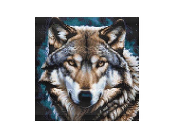 Patrón de punto de cruz de lobo en PDF: ¡Descárgalo fácilmente! Diseño de lobo