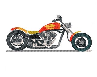 Chopper motorcycle embroidery design, Motorcycle digitized embroidery design