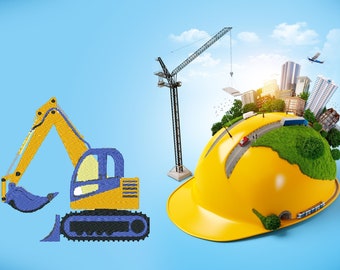 Diseño de bordado de excavadora de construcción