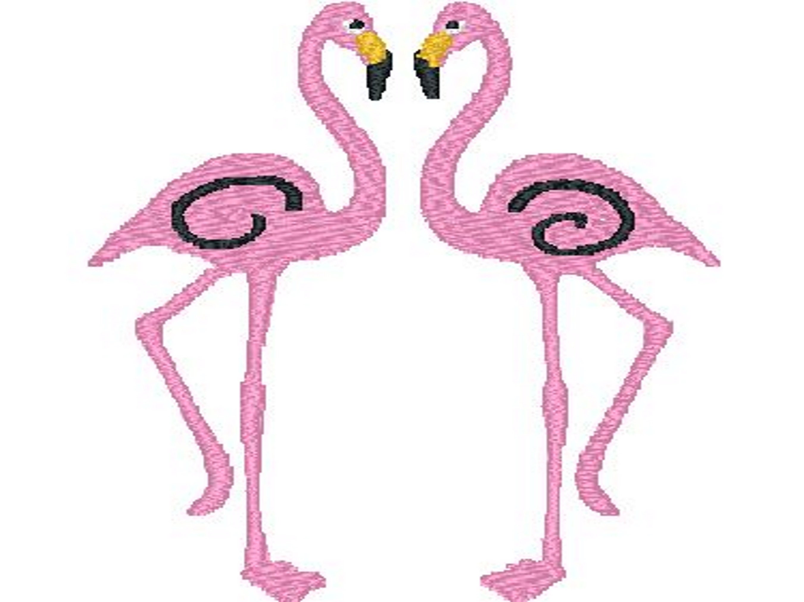 Heart flamingo embroidery design