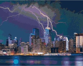 Patrón de punto de cruz de una noche triste en la ciudad de Nueva York en formato PDF