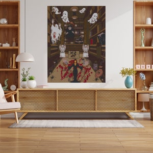 Haunted library cross stitch pattern pdf