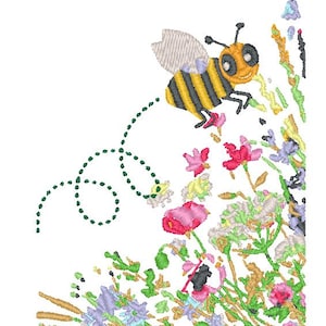 Bee Floral Embroidery Design - DIY Craft Pattern