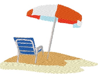 Beach scene digital embroidery design