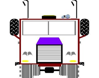 Big rig truck digital embroidery design