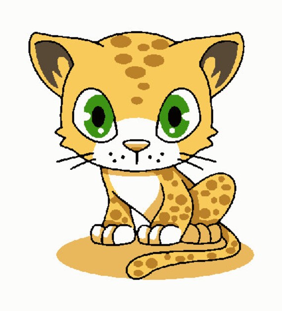 Cartoon Leopard Digital Embroidery Design Leopard Digitized Etsy