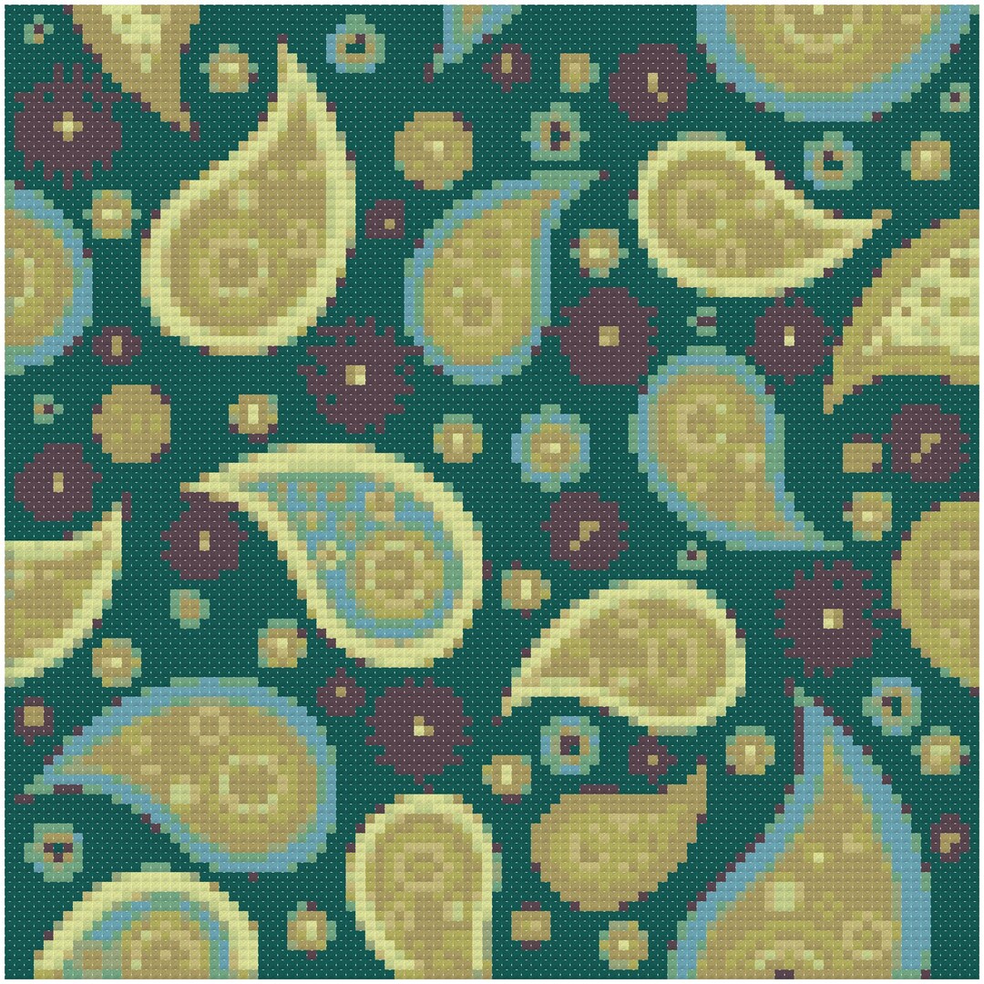 Green Paisley Cross Stitch Pattern Pdf - Etsy