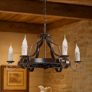 Country Chandelier Rustic Lighting Ceiling Pendant Lamp Farmhouse Decor Wooden Light Fixture For Living Room Dining Interior Gift Statement