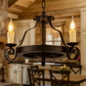 Country Chandelier Elegant Light Fixture for Lighting Rustic Ceiling Lamp for Dining Room and Kitchen Warm Illumination Statement Fixture