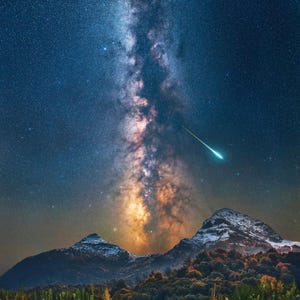 Milchstraße Celestial Wall Art Print | Sternenhimmel | Digitales Astrofoto | Sofortdownload | Kosmos Poster | Berg-Fluss-Szene