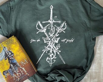 Thron aus Glas geben Sie nicht Shirt | das dreizehn Tee | TOG Bücherwurm Grafik | Wohlfühlfarben Blaufichte | Sarah J Maas Fantasy Geschenk