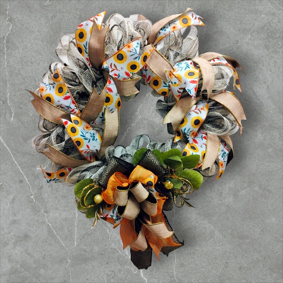 Everyday sunflower wreath with beautiful earth tones! Perfect for any home decor!