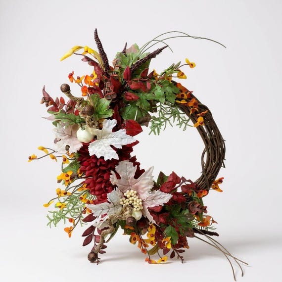 Elegant Fall Wreath with Rich Jewel Colors