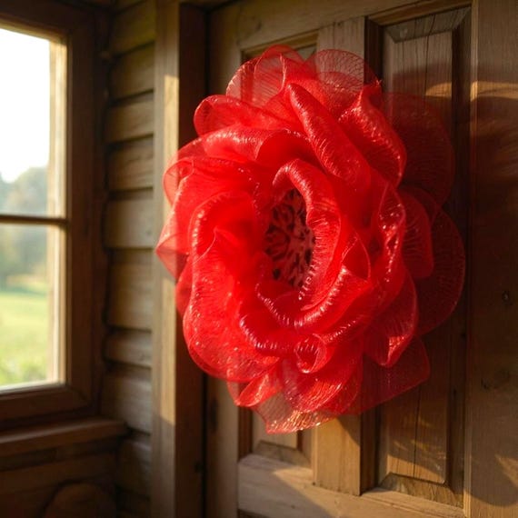 24" Camellia Flower Wreath – Exclusive Design by Halo Wreath Designs