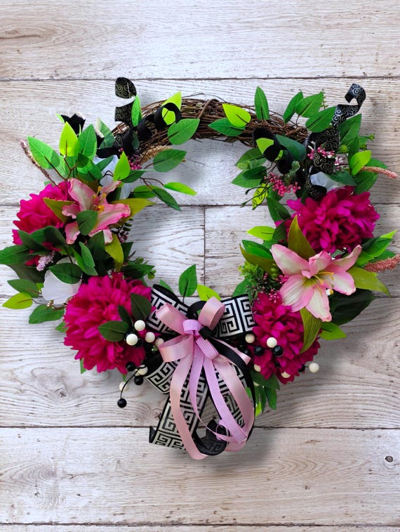 Glamping Grapevine Wreath | Pink Camper Wreath | Summer Door Decor | Stargazer Lily Wreath | Farmhouse Glam Wreath | RV Camper Gift