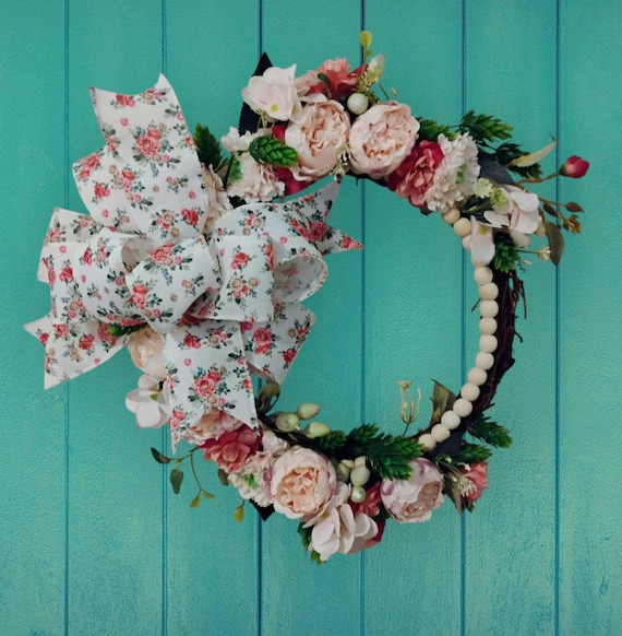 Shabby Chic 15 inch Beaded Grapevine Wreath