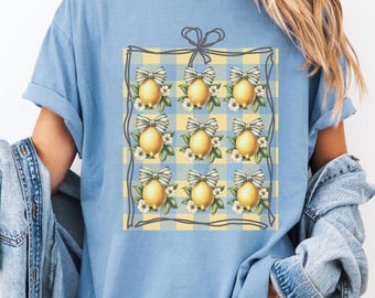 Lemon Motif  T-Shirt, Summer Style Tee, Casual Gift, Comfort Colors, Kitchen Decor, Fruit Lover Apparel,