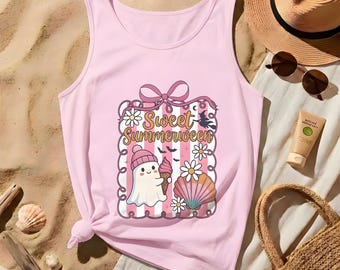Süßes Summerween Ghost Eis Tank Top | Komfortfarben | sommerliche kawaii Muscheln